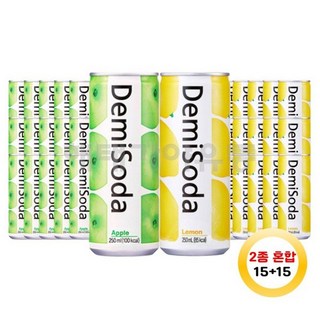 데미소다 250ml 애플15캔+레몬15캔 총 30캔 간식 생일파티 간식 생일 간식 어린이집 간식 어린이날 간식 발렌타인데이, 30개