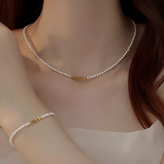 Fowod 14k 도금 여성 초커 진주 목걸이