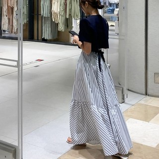 떳다그녀 트론 스트라이프 롱 스커트