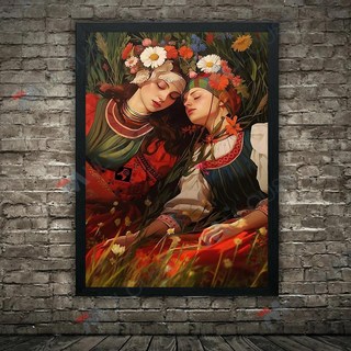 슬라브 민속 꽃 아트 포스터 인쇄 신화 다크 아트워크 벽 캔버스 장식 빈티지 초상화, A. 13X18cm NoFrame, 3. E, 1개