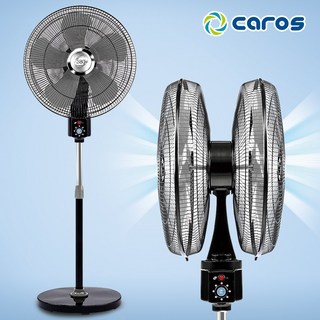 캐로스 시즌하우스 360도 회전형 듀얼헤드 양면형 올케어 선풍기 20인치, 블랙/CAF-TWG20