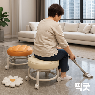 픽굿 낮은 이동의자 보조 간이 김장 바닥의자 360도회전, 그린