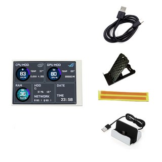 HDD 컴퓨터 라인 보조 USB 5.0 GPU RAM 디스플레이 홀더 데이터 화면 IPS 3.5 CPU 모니터 AIDA64 인치 TYPE-C, W 3.5INCH BASE, 1개