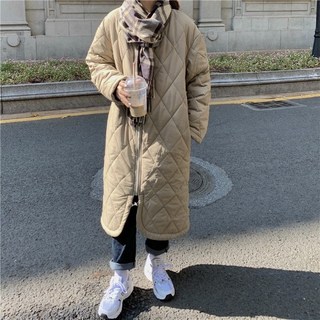 아가일 체크 패딩 여 2021 가을 겨울 박시 하프 패딩 점퍼