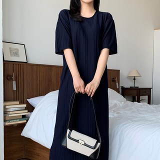 울 플리츠 롱 원피스