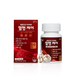 팜델리 혈행케어 국산 마늘 추출물 영양제 혈액 순환 혈압 혈당 콜레스테롤 바나바잎 은행잎, 1개, 60정