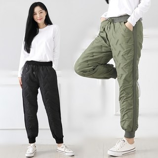 오지다 누빔 솜 패딩 바지