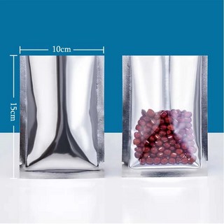 작은 매트 실버 오픈 알루미늄 호일 가방 열 씰링 식품 초본 지상 커피 파우더 보관, B. 50pcs, 19. 10x15cm AB