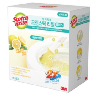 스카치브라이트 향기톡톡 크린스틱 플러스 변기 청소솔 리필 12p, 레몬색, 6개
