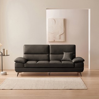 [삼익가구]오스틴 통가죽 천연면피 3인용 소파, 스툴제외, 머드그레이