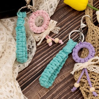 마크라메 리스 키링 가방고리 민화샵 만들기 열쇠고리 재료, 분홍
