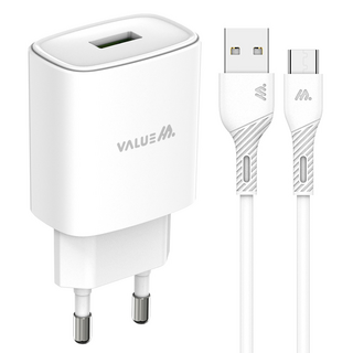 밸류엠 15W (QC3.0) 고속 분리형 가정용 충전기 (케이블 포함), 1개, 화이트