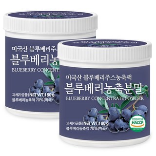 푸른들판 블루베리 농축 분말 가루 파우더 불루베리 열매 과일 파우더 무설탕, 2개, 180g