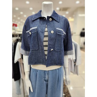 더아이잗 린넨 크롭 데님 재킷 IN4P0JK54