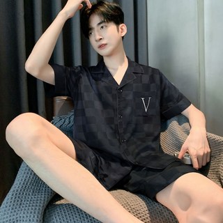 ANYOU 남성용 울트라 소프트 스판 잠옷 세트 반팔 반바지 얇은 기장 상하의