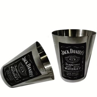 2/4/6개 잭 다니엘의 스테인레스 스틸 위스키 잔 주류 및 칵테일용 내구성이 뛰어난 올드 No.7 브랜드 인쇄 컵 바웨어 필수품 홈 바 액세서리 300ml 용량, 2개