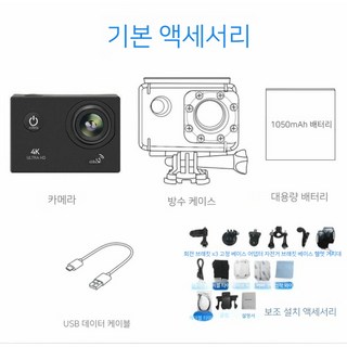 4K 가성비 액션카메라 자전거블랙박스 브이로그용카메라 유튜브용카메라, 패키지 5, WIFI액션 카메라1600W