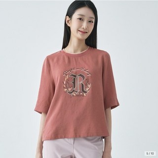 지센 /파격할인 여성 린넨라이크 원포인트 5부 블라우스 색상2종