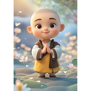 액자형 보석십자수 부처님 불교 35*50cm 원형비즈 전체수 diy패키지, 1세트, 01.동자승 35*50cm(액자 포함)