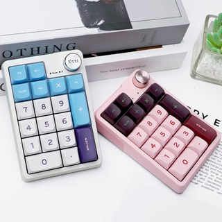 [성의샵] kzzi K20 무선 기계식 디지털 키패드 19키 미니키보드 프로그래밍 전키핫스왑 gasekt구조 1000mah RGB램프 유선+2.4G+블루투스 연동OK, 그레이, 퍼플축(37GF), 1, 제조사축