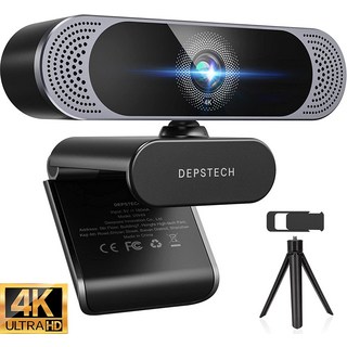 DEPSTECH PC 웹캠용 소음 차단 마이크 개인 정보 보호 커버 컴퓨터 사무실용 삼각대 USB 웹 카메라 DW49 4K, 01 4K Webcam, 1개