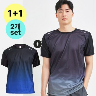 액티브온 남성 쿨티셔츠 여름 냉감 스포츠 기능성 반팔 긴팔 티셔츠 2종 세트