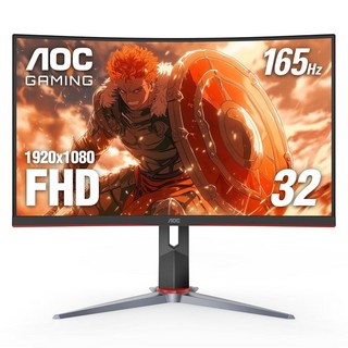 AOC AMD 프리싱크 프리미엄 32인치 FHD 게이밍 모니터 블랙 프레임리스 커브형 1500R VA 1ms 165Hz 높이조절 가능 3년 불량화소 보증 C32G2 175191