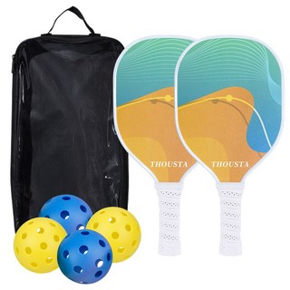 THOUSTA 피클볼 패들 세트 초보자용 프리미엄 스포츠 초경량 라켓2개 공4개 가방 1개 블루옐로우 상품 이미지