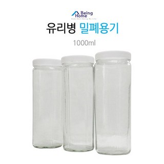 홈빙 요거트 유리병 유리밀폐용기 잼병 과일철 우유병 1000ml, 1L, 1개