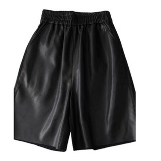 Kingfishe여성 레더 5부 반바지 봄겨울 베이직 하이웨스트 가죽 핫팬츠 g7KOBO