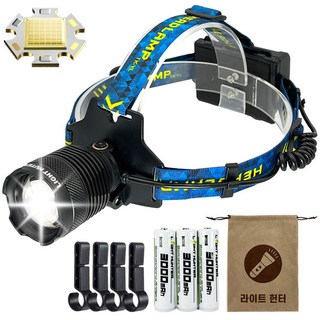 라이트헌터 파워맥스 모션센서 XHP360 헤드랜턴 LED C타입 낚시 해루질 등산 작업용, 헤드랜턴+안전모클립+파우치+배터리, 1개
