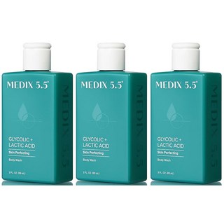 메딕스 5.5 각질 제거 AHA 글리콜산 페이스 & 바디 워시 클렌저 + 레티놀 보습 바디 크림 로션 스킨 케어 2PC 세트 | 알파 하이드록시산 및 젖산 발포 페이스 워시 2P, 1 Glycolic Acid Body Wash Trav, 3개