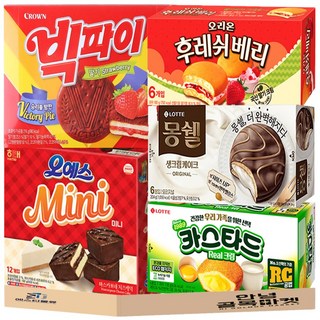 [안녕골목마켓] 오예스12개입+몽쉘생크림6개입+카스타드6개입+후레쉬베리6개입+빅파이12개입, 오예스미니빅파이 후레쉬베리 몽쉘생크림 카스타드, 1세트