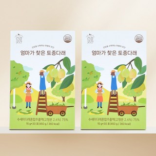건강 곳간 엄마가 찾은 토종 다래 추출물 유기농 어린이 작두콩 수세미 도라지 배즙 스틱 1box 30포, 2개, 450g