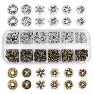 300pcs 6 스타일 앤티크 실버 브론즈 스페이서 비즈 티베트 금속 장신구 발견 팔찌 목걸이 제작용 액세서리