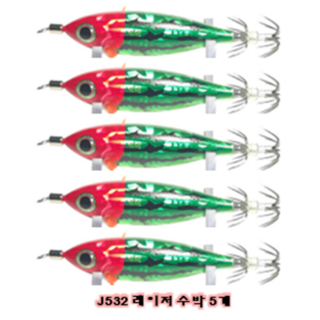 씨넥스 쪼꼬미500 에기 25년형 신제품 (갑오징어 주꾸미 한치 낙지 낚시용 에기), 1세트, 5.3g, J532 레이저 수박