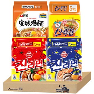 [블루존] 봉지라면 4종 C세트 (진매+진순+안성탕면+스낵면)