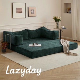 LAZYDAY 소파베드 모듈형 접이식 패브릭소파 침대겸용 자취 거실인테리어 친구들과 공간활용 쇼파, 다크그린
