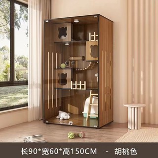 원목 고양이 케이지 럭셔리 숨숨집 펫하우스 격리장 90x60x150 호두색, 1개