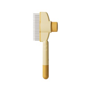 라피아노 반려동물 원터치 브러쉬 저자극 강아지 고양이 빗, 옐로우, 1개