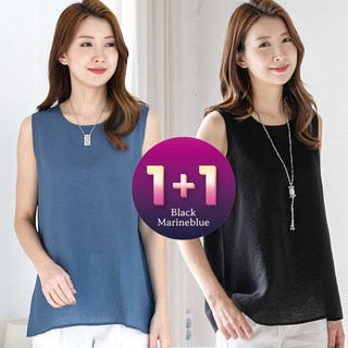 물론 여성 찰랑찰랑 인견 나시 블라우스 1+1 (2컬러) 엄마옷 빅사이즈