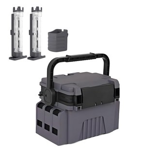 낚시박스 낚시용품 보관함 다용도 태클박스 6L/13L+낚시대꽂이 2개+물컵걸이, 그레이+블랙, 1개