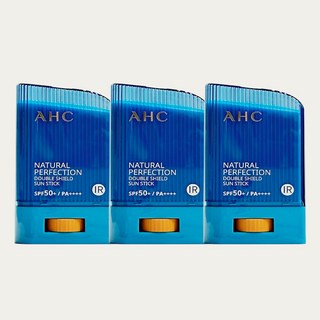 AHC 내추럴 퍼펙션 더블쉴드 선스틱 SPF50+ PA++++ / 스틱 썬크림 혼합자차 스틱 선크림/ 파랑/ 더블쉴드 하늘색 제형 선스틱/ 남녀공용, 14g, 3개