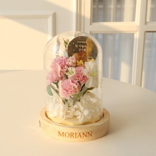 [모리앤] 언제나 사랑해 조명 유리돔 인테리어 무드등, 베이베핑크