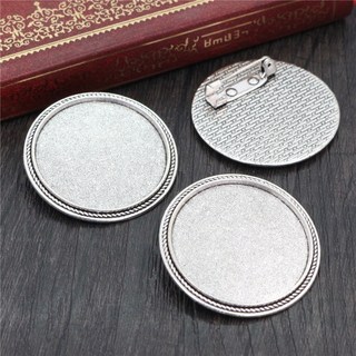 내부 도금 핀 골동품 B610 스타일 기본 5pcs 30mm 실버 브로치 클래식 숑 크기 카보 설정