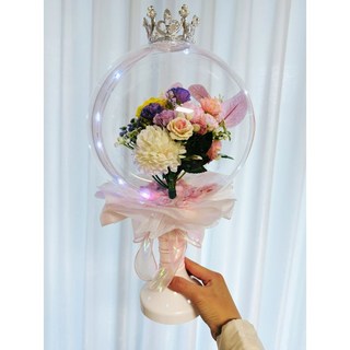 led 무드등 왕관꽃다발 풍선꽃다발 레터링꽃풍선 결혼기념일 브라이덜샤워, 검정색