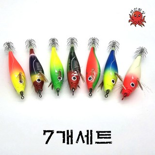 어신피싱 잘잡히는 에기 문어 두족류 낚시 채비 형광에기 7개1세트, 7개 1세트, 1개, 7개입