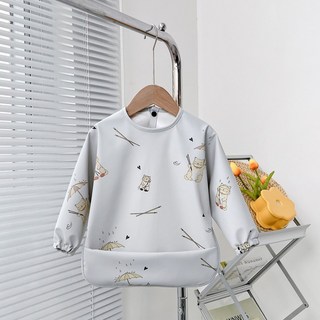 방수 긴소매 아기 이유식 앞치마 동물 캐릭터 디자인 민소매 겸용 5개월 12개월, 12-36 Months, 1개