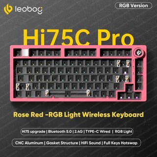 기계식키보드 게이밍 청축 적축 저소음 LEOBOG Hi75C Pro Hi75 Sugar65 맞춤형 기계식 키보드 알루미늄 키트 핫 스왑 유선 게임용 RGB 게이머 가스켓, 12)Hi75C RORE Wireless