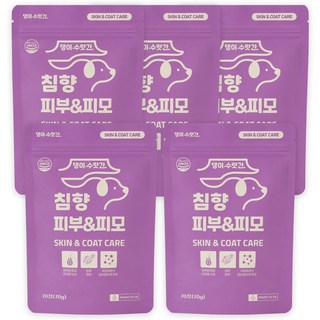 댕이수랏간 강아지 피부영양제 오메가3 면역력 피부 털 건강 침향 피부&피모, 5개, 피부/피모, 70정
